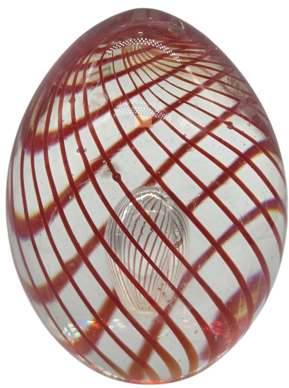 RED SWIRL ART GLASS STUDIO PAPERWEIGHT
